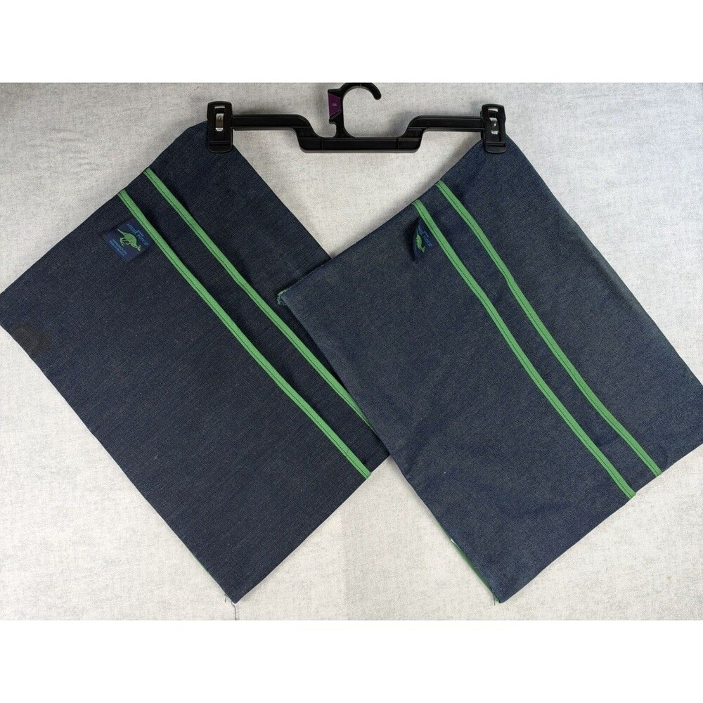 Lot Of 2 Genuine Aussie Pouch Chair Double Pocket Denim Design 17 x 13”